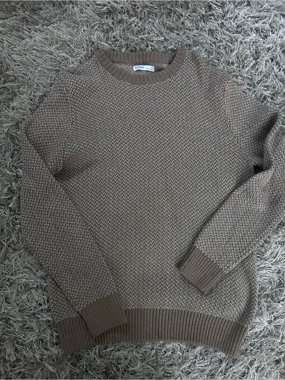 Sonoma Men's Brown Taupe Crewneck Knit Sweater